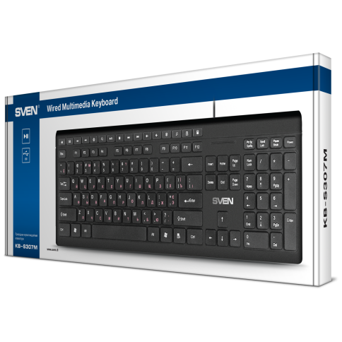 Клавиатура проводная SVEN KB-S307M, Black