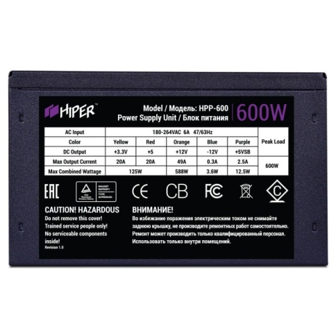 Обзор Блок питания HIPER HPP-600 600W BOX
