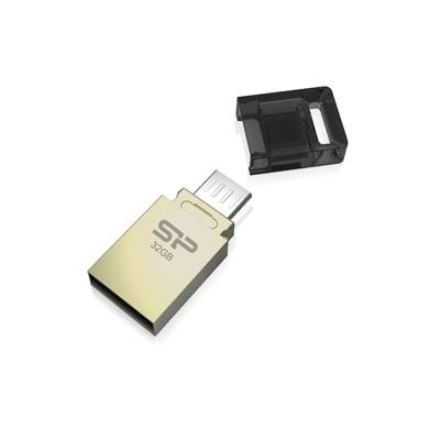 Накопитель 16Gb Silicon Power Mobile X10 OTG, USB 2.0/MicroUSB, золото фото 1