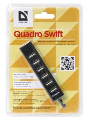 Концентратор 7-port Defender Quadro Swift USB 2.0 HUB фото 1