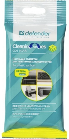 Чистящие салфетки Defender CLN 30200 Optima для поверхностей / мягкая упаковка с подвесом /20 шт/ фото 1