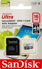 Карта памяти (SD) Secure Digital Card 16GB SanDisk Class 10 UHS-I Ultra 48MB/s