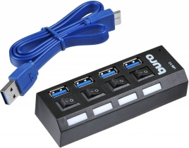Концентратор 4-port USB 3.0 BURO BU-HUB4-U3.0-L