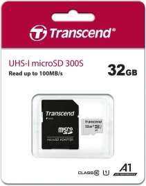 Карта памяти MicroSD 32Gb Transcend Class 10 UHS-1 U1, (SD адаптер), TLC