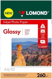 Бумага Lomond (0102097) глянц. одност. для струйной печати А4/260/50 л.