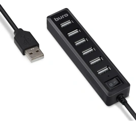 Концентратор 4-port USB 2.0 Buro BU-HUB7-1.0-U2.0, черный