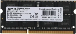 Оперативная память AMD R538G1601S2S-U DDR3 - 1x 8ГБ 1600МГц, для ноутбуков (SO-DIMM)
