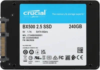 Обзор SSD накопитель Crucial BX500 CT240BX500SSD1 240ГБ, 2.5", SATA III, SATA