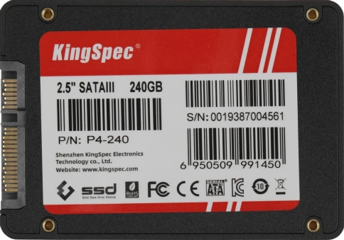 Характеристики SSD накопитель KINGSPEC P4-240 240ГБ, 2.5", SATA III, SATA