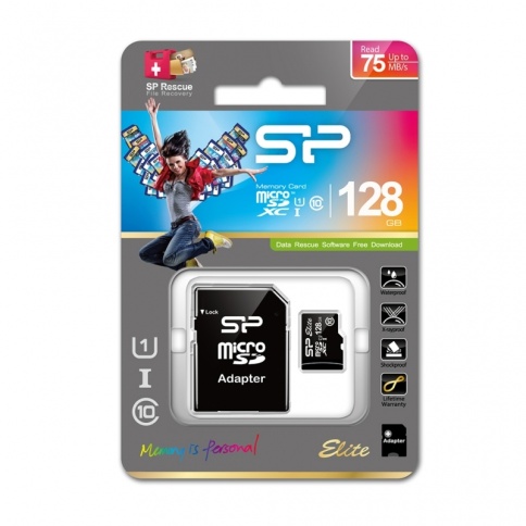 Карта памяти microSD 128Gb Silicon Power Elite Gold Class 10 (SD адаптер) (SP128GBSTXBU1V1GSP) фото 1