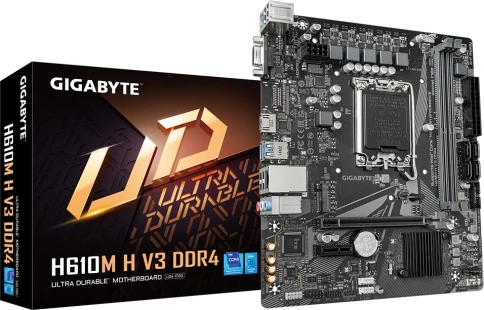 Характеристики Материнская плата Gigabyte H610M H V3 DDR4, Socket LGA 1700, Intel H610, mATX, Ret