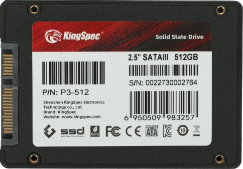 Обзор SSD накопитель KINGSPEC P3-512 512ГБ, 2.5", SATA III, SATA