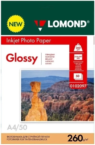 Бумага Lomond (0102097) глянц. одност. для струйной печати А4/260/50 л. фото 1