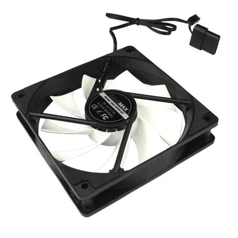 Вентилятор для корпуса 120*120*25mm Gamemax GMX-WFBK-WT, black fan, white blade, 3pin+4Pin фото 2