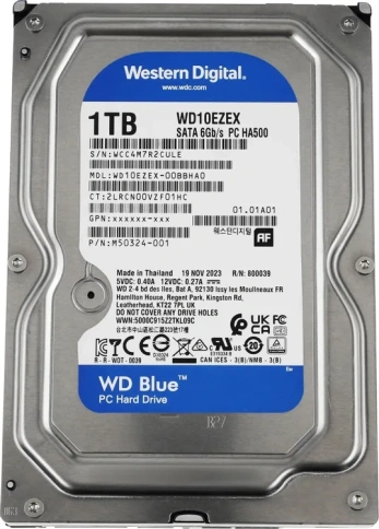 Купить Жесткий диск WD Caviar Blue WD10EZEX, 1ТБ, HDD, SATA III, 3.5"