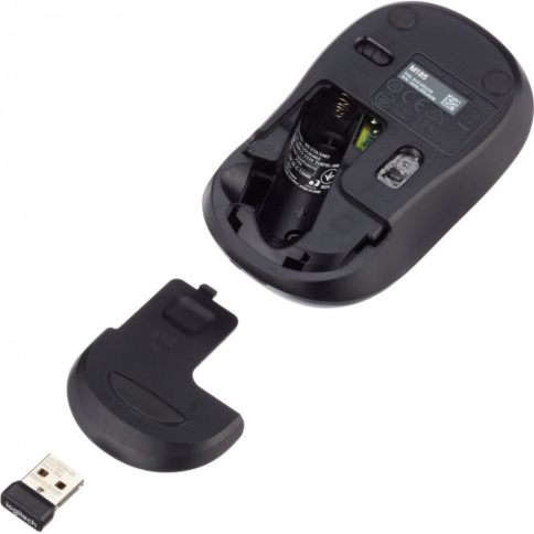 Характеристики Мышь Logitech M185, оптическая, беспроводная, USB, Черный и красный