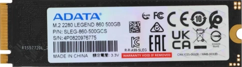 Купить SSD накопитель A-Data Legend 860 500ГБ, M.2 2280, PCIe 4.0 x4, NVMe, M.2 (sleg-860-500gcs)