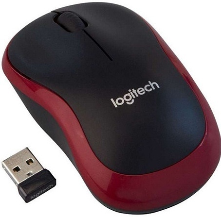 Обзор Мышь Logitech M185, оптическая, беспроводная, USB, Черный и красный
