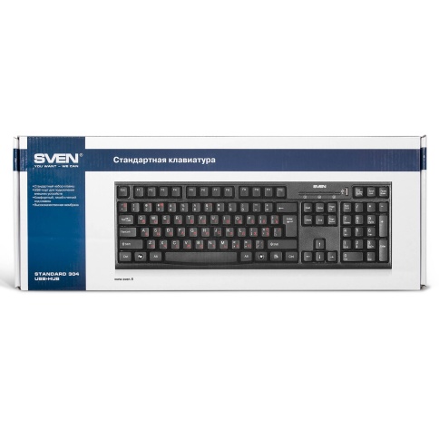 Клавиатура проводная Sven Standart 304 USB+HUB, Black